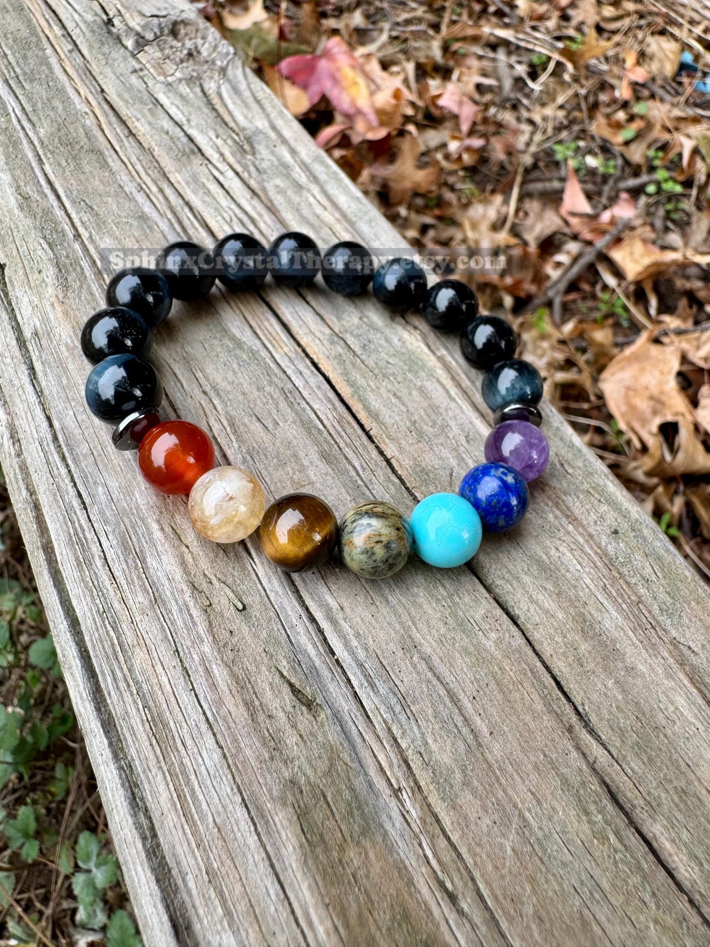 10MM Protection & Strength - Chakra Balance Stones - Intuition- Hawks Eye Gemstones - Blue Tigers Eye - Energy Healing Bracelet