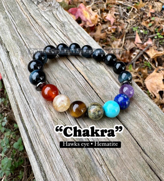10MM Protection & Strength - Chakra Balance Stones - Intuition- Hawks Eye Gemstones - Blue Tigers Eye - Energy Healing Bracelet