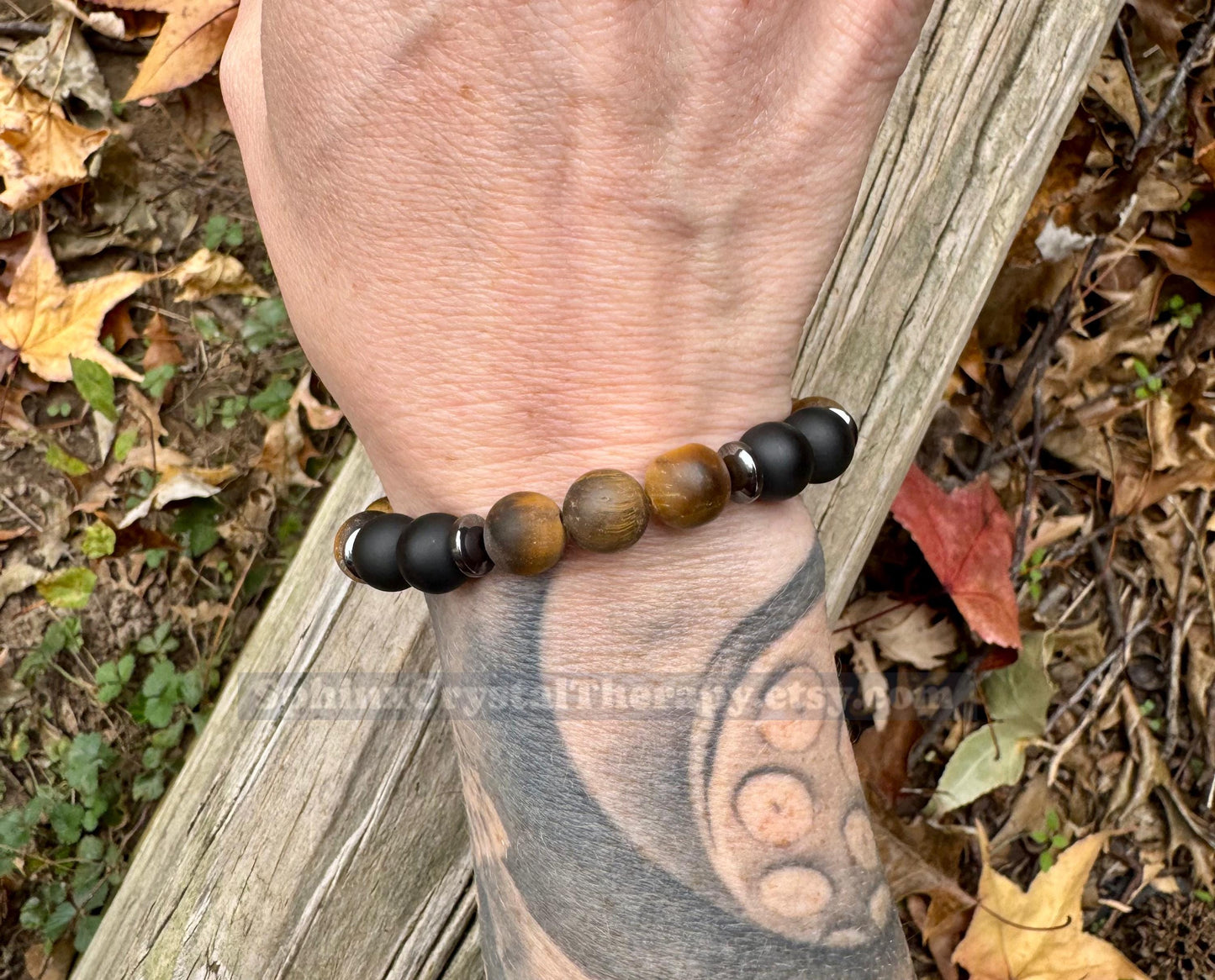 10MM Protection & Strength - IMPERFECT STONES- Stress Support - Tigers Eye - Onyx - Hematite - DISCOUNTED Crystal Healing Gemstone Bracelet