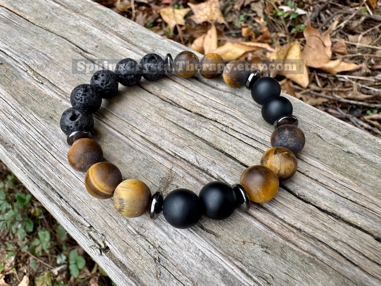 10MM Protection & Strength - IMPERFECT STONES- Stress Support - Tigers Eye - Onyx - Hematite - DISCOUNTED Crystal Healing Gemstone Bracelet