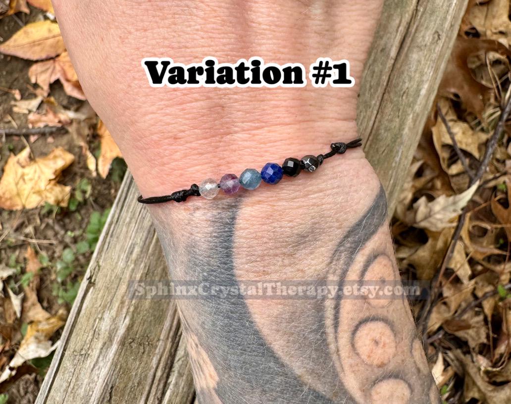 4mm Pisces Zodiac Energy - February March Birthday - Tiny Faceted Gemstones - Minimal & Dainty Adjustable String Bracelet