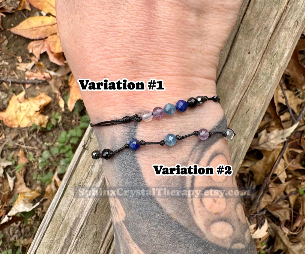 4mm Pisces Zodiac Energy - February March Birthday - Tiny Faceted Gemstones - Minimal & Dainty Adjustable String Bracelet