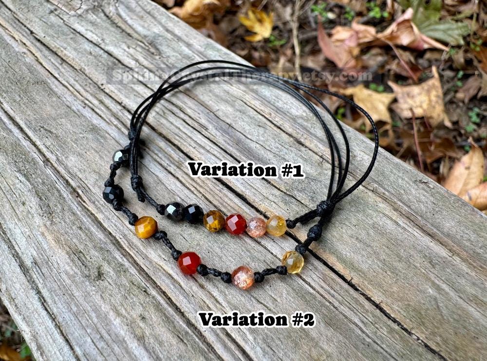 4mm Leo Zodiac Energy - July August Birthday - Tiny Faceted Gemstones - Minimal & Dainty Adjustable String Bracelet