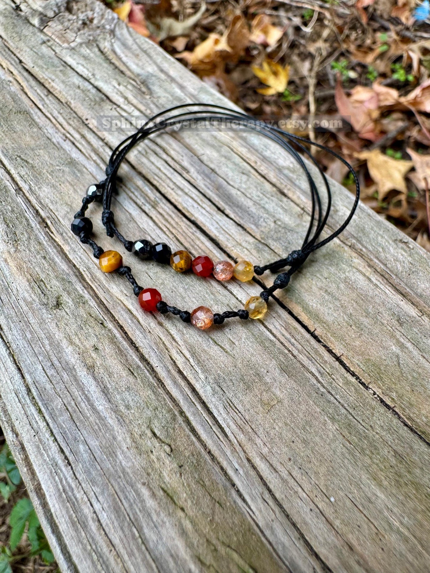 4mm Leo Zodiac Energy - July August Birthday - Tiny Faceted Gemstones - Minimal & Dainty Adjustable String Bracelet
