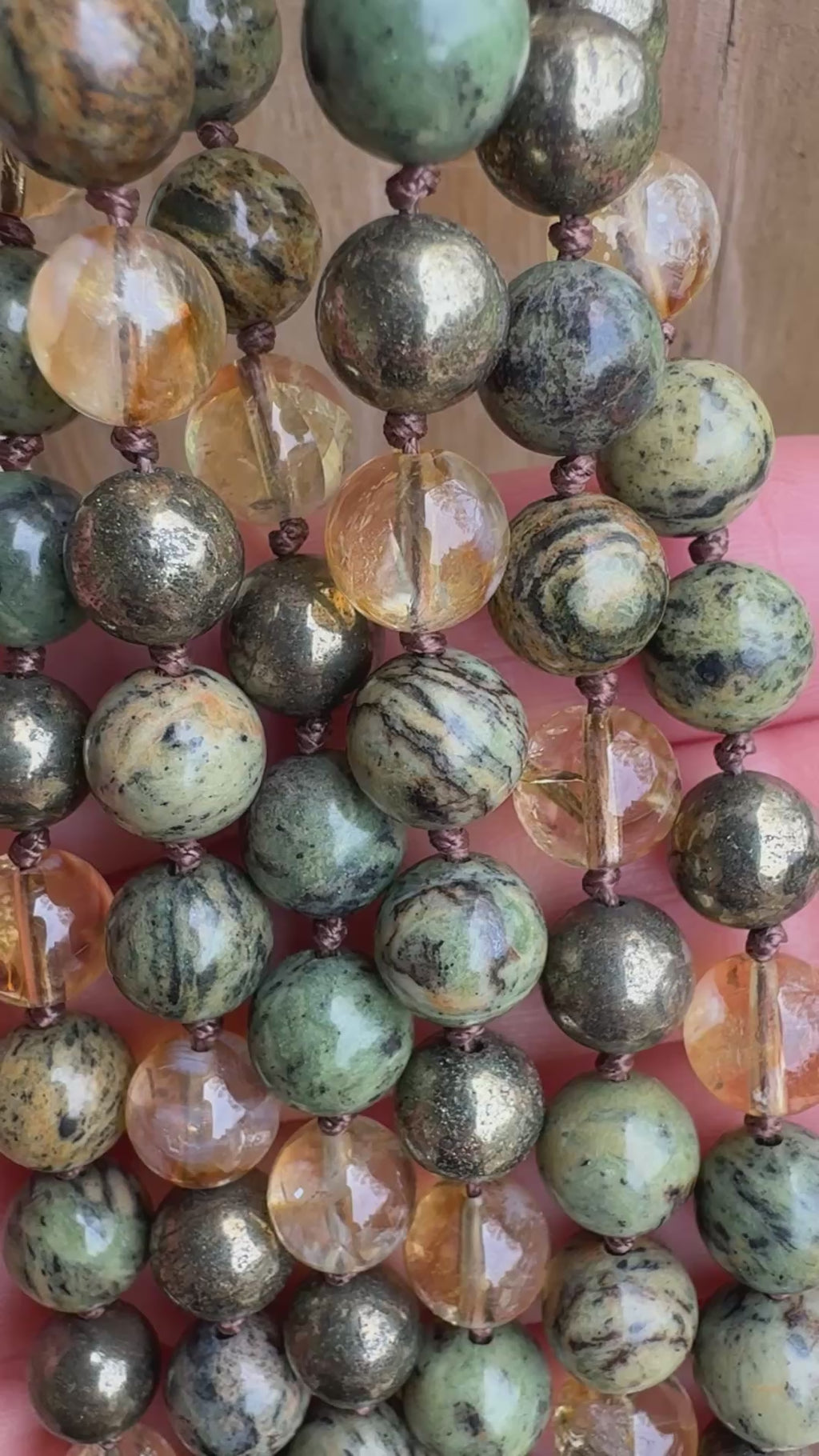 Seeds of Abundance • Citrine, Pyrite & Dendritic Jade Prosperity Mala Necklace