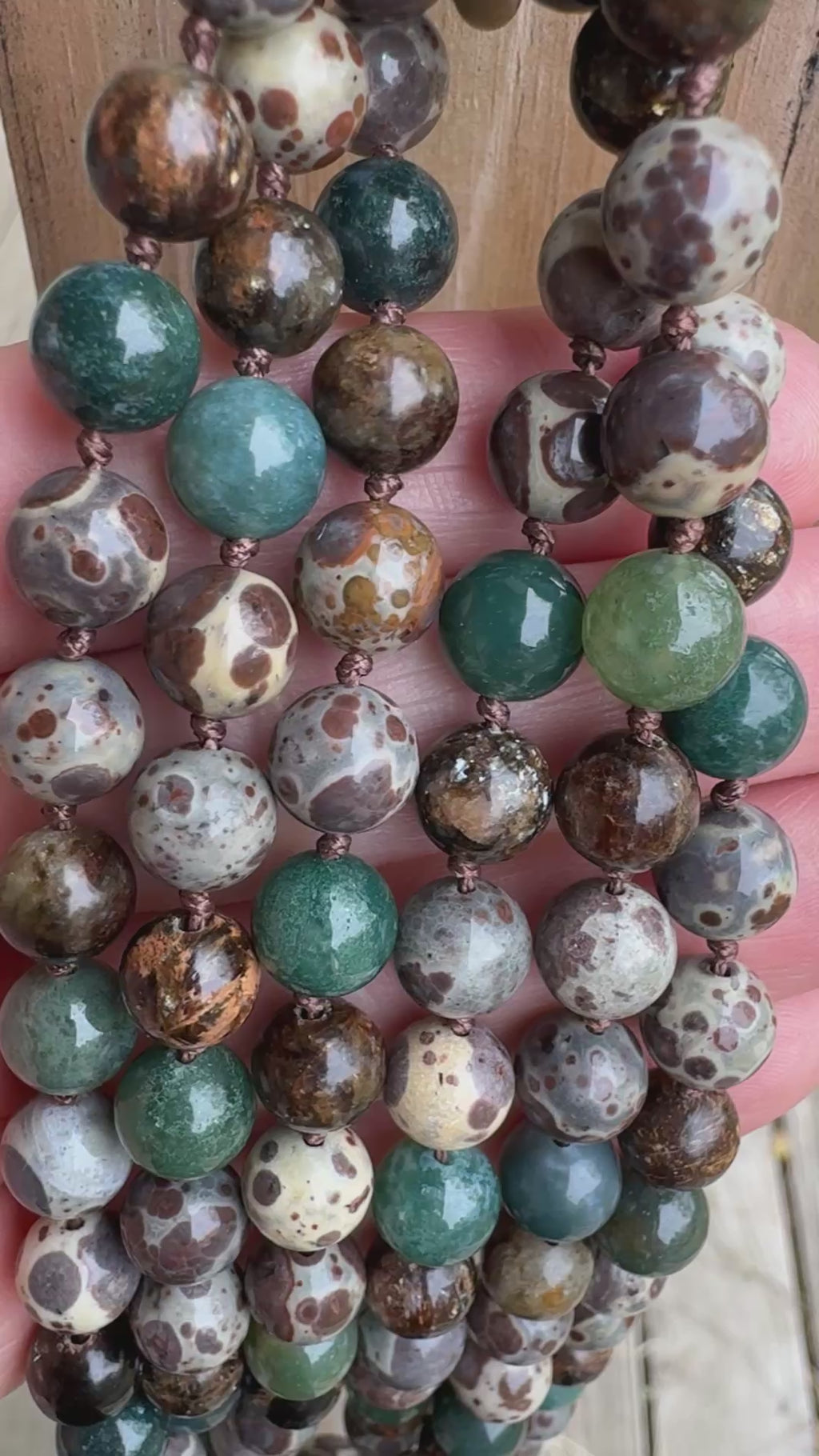 The Earth Living Totem • Jasper, Phlogopite & Moss Agate Mala Necklace