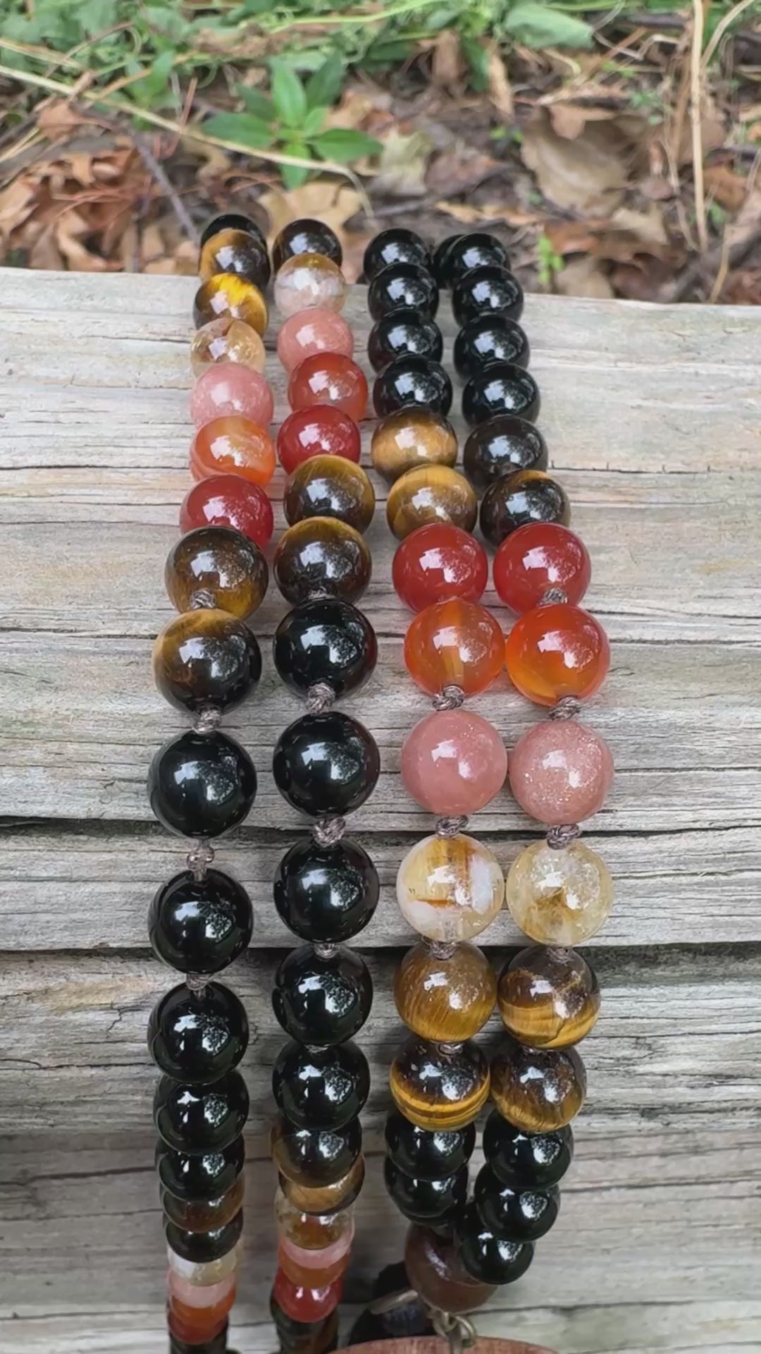 The Fearless Leo • Sunstone, Carnelian, Citrine & Tiger’s Eye Zodiac Mala Necklace