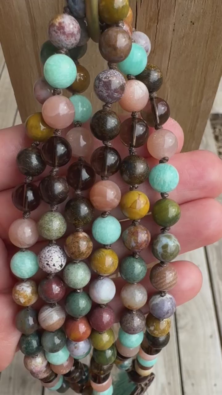 Chasing Butterflies • Amazonite, Peach Moonstone & Ocean Jasper Self Love Mala Necklace
